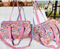 Indian handblock printed travel bag / large duffel bag- Pink Floral print