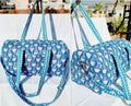 Blue and white floral printed Travel Bag / Duffel Bag