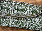 Quilted Block print Yoga Mat Bag in Green and White floral print: Indian Handmade Cotton Tote bag