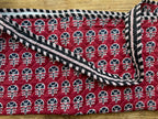 Quilted Block print Yoga Mat Bag in Red and Black floral print: Indian Handmade Cotton Tote bag