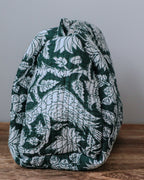 Quilted Puffy Wash Bag Set of 3 – Aesthetic Makeup & Toiletry Bags UK, Block Print Cotton Travel Pouches ,Made in India- Teal Bird Print
