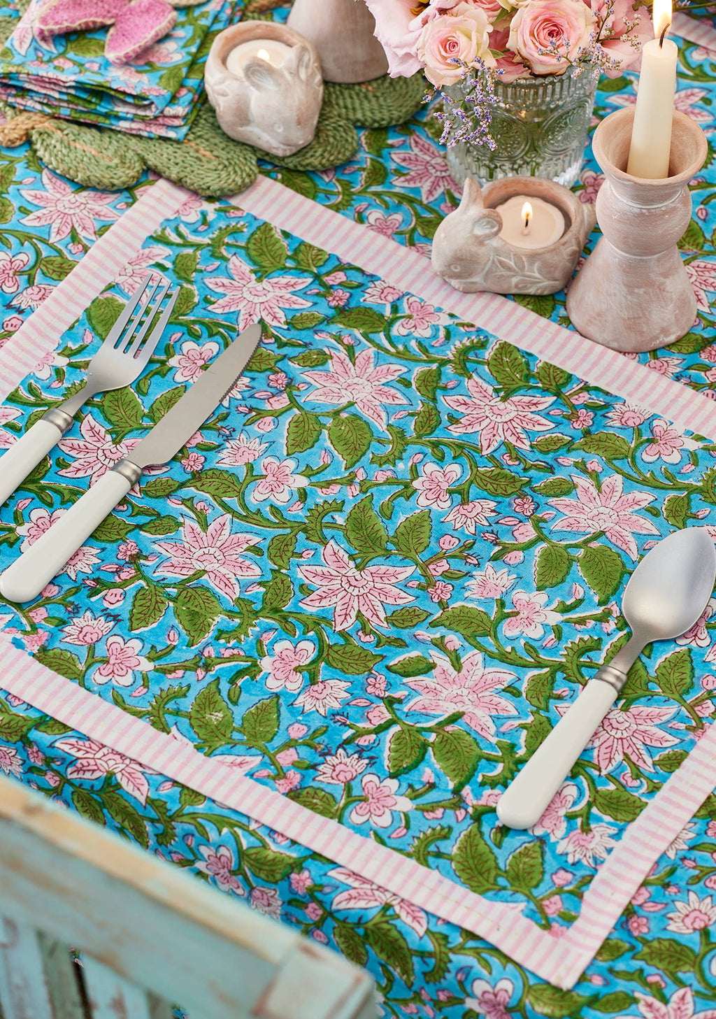 Block Print Placemat - Lily (Single piece)