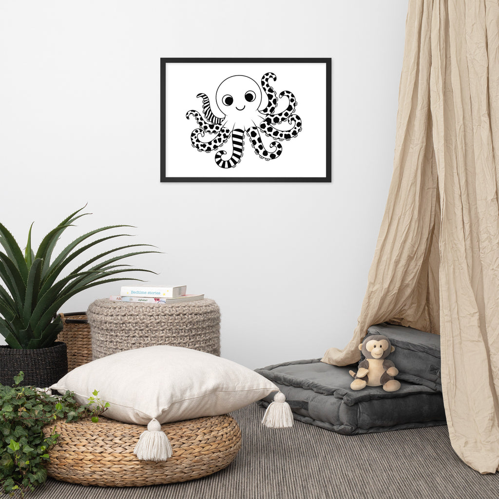 Octopus Nursery Print | High Contrast Baby Sensory Art (Digital Download)
