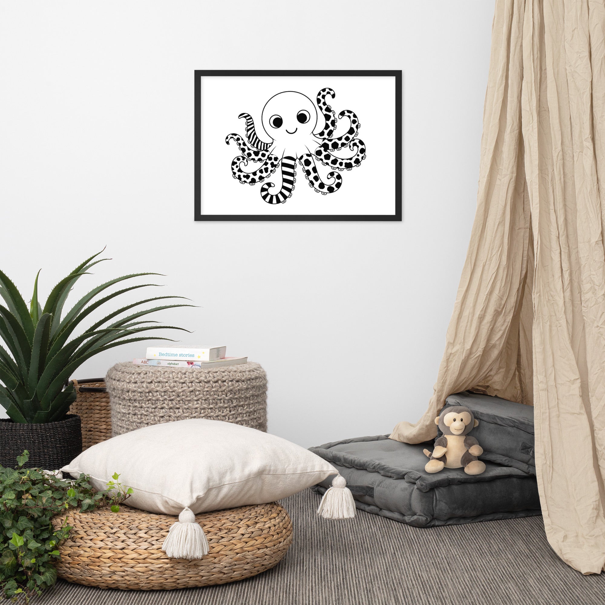 Octopus Nursery Print | High Contrast Baby Sensory Art (Digital Download)