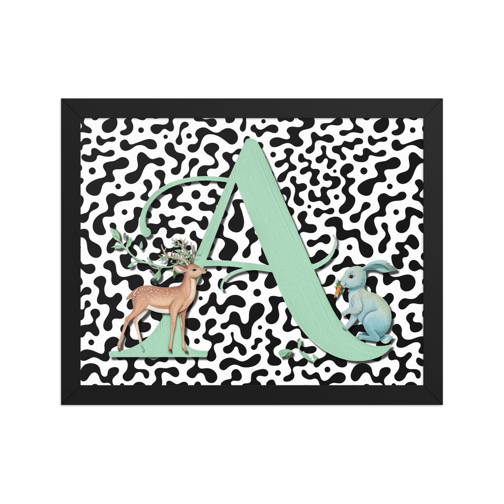 Initial 'A' Animal Print | High Contrast Nursery Decor (Digital Download)
