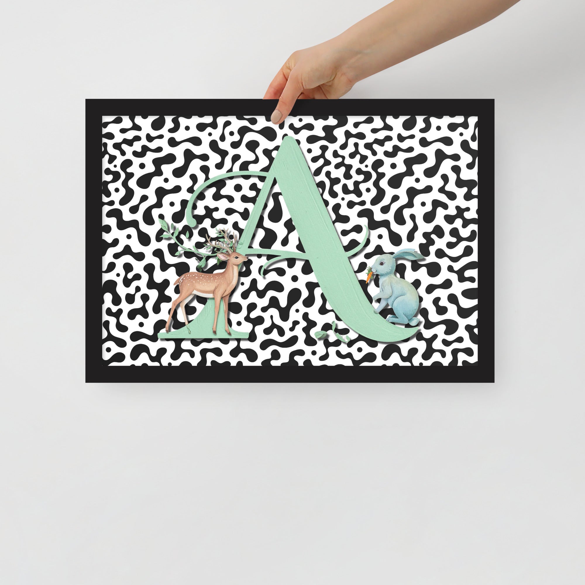 Initial 'A' Animal Print | High Contrast Nursery Decor (Digital Download)