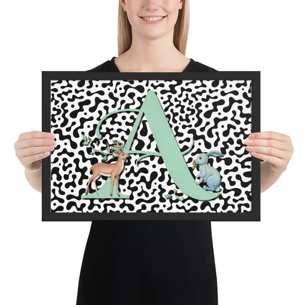 Initial 'A' Animal Print | High Contrast Nursery Decor (Digital Download)