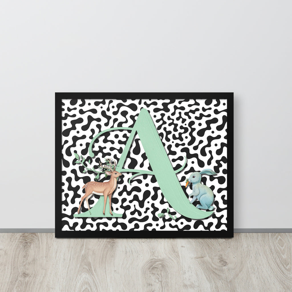 Initial 'A' Animal Print | High Contrast Nursery Decor (Digital Download)