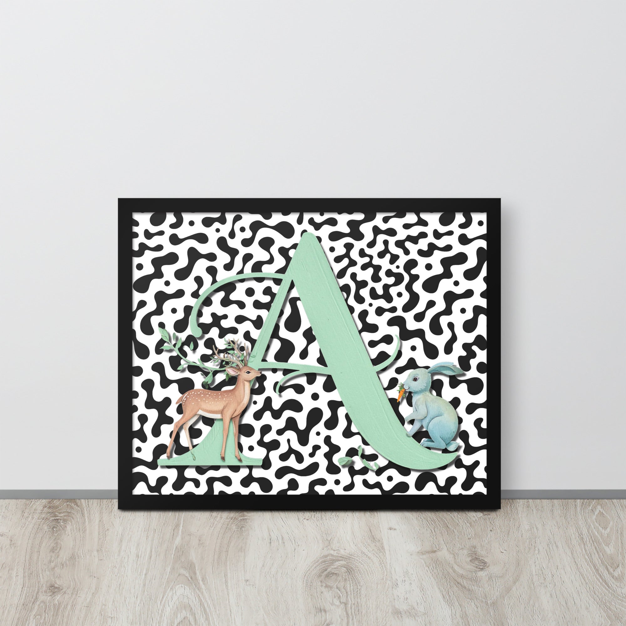Initial 'A' Animal Print | High Contrast Nursery Decor (Digital Download)