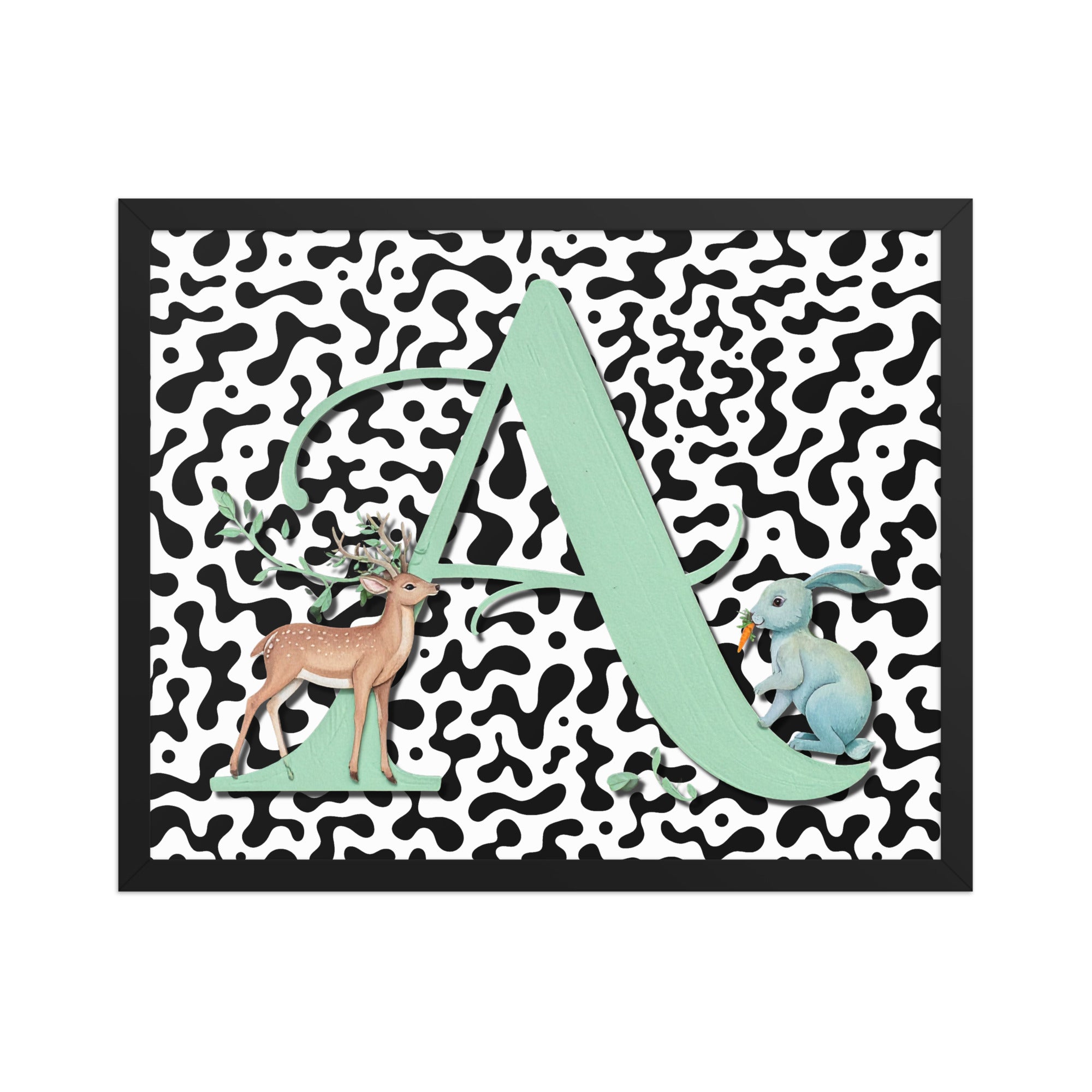 Initial 'A' Animal Print | High Contrast Nursery Decor (Digital Download)