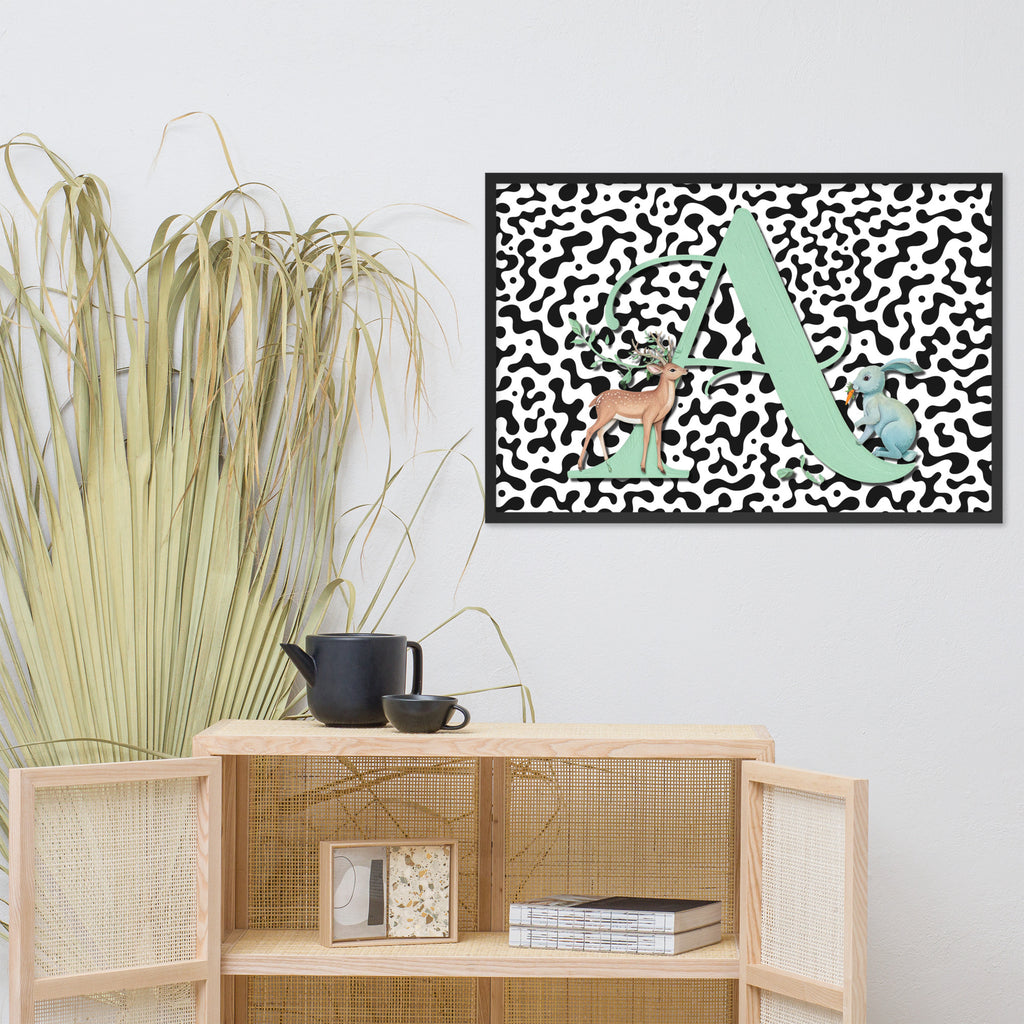 Initial 'A' Animal Print | High Contrast Nursery Decor (Digital Download)