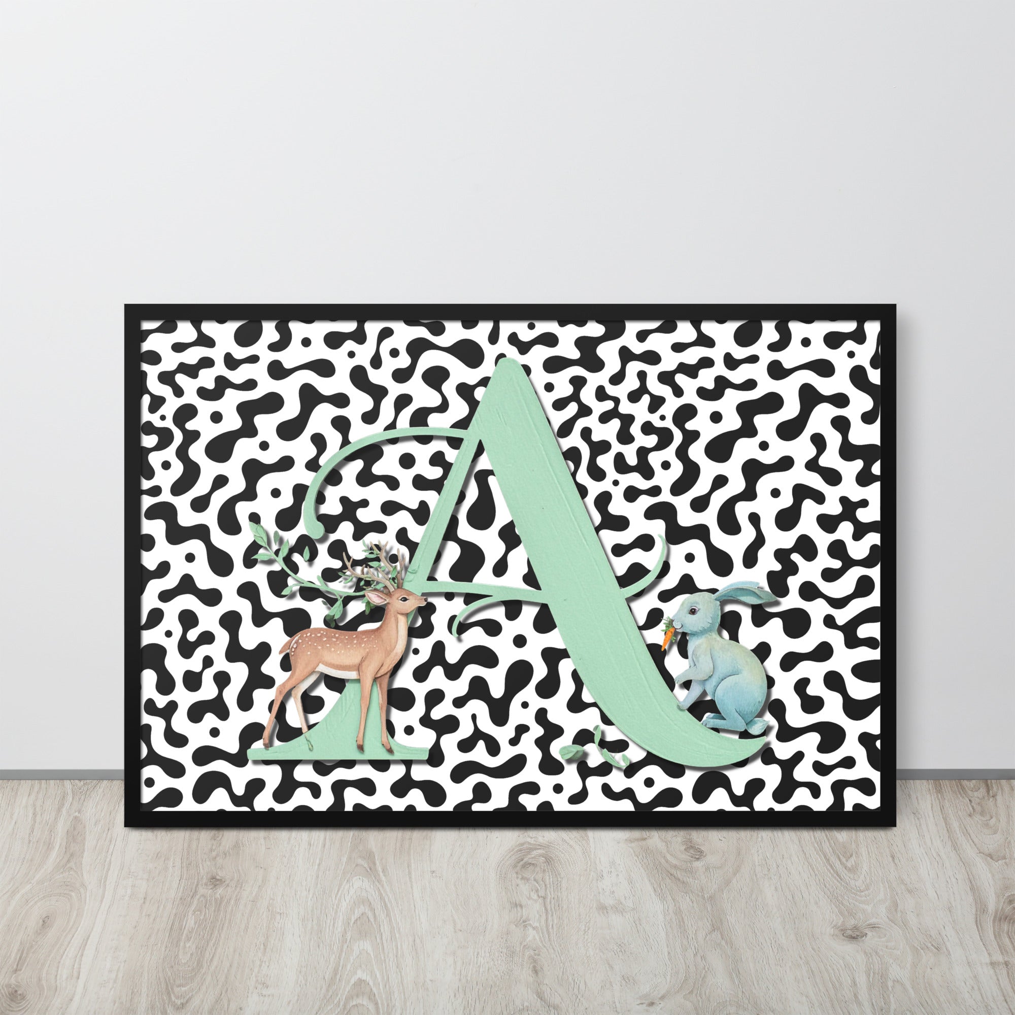 Initial 'A' Animal Print | High Contrast Nursery Decor (Digital Download)