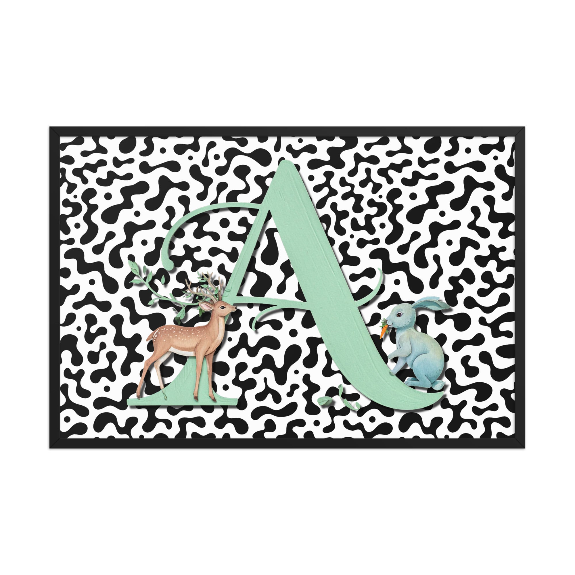 Initial 'A' Animal Print | High Contrast Nursery Decor (Digital Download)