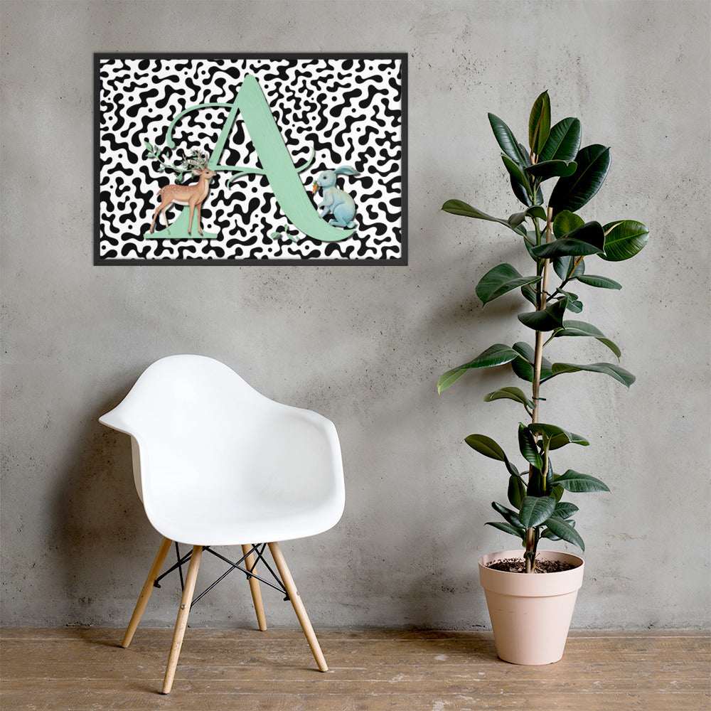 Initial 'A' Animal Print | High Contrast Nursery Decor (Digital Download)