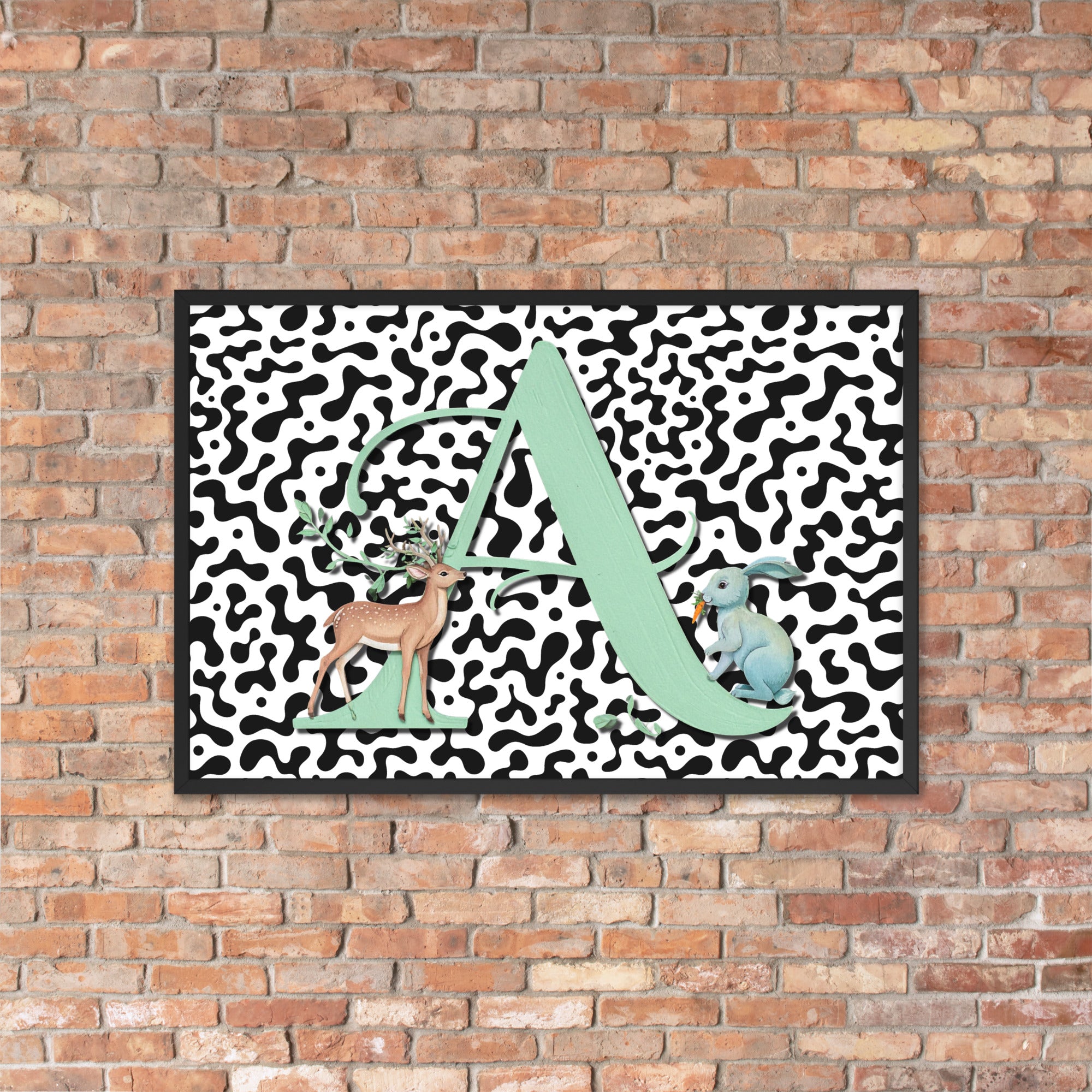 Initial 'A' Animal Print | High Contrast Nursery Decor (Digital Download)