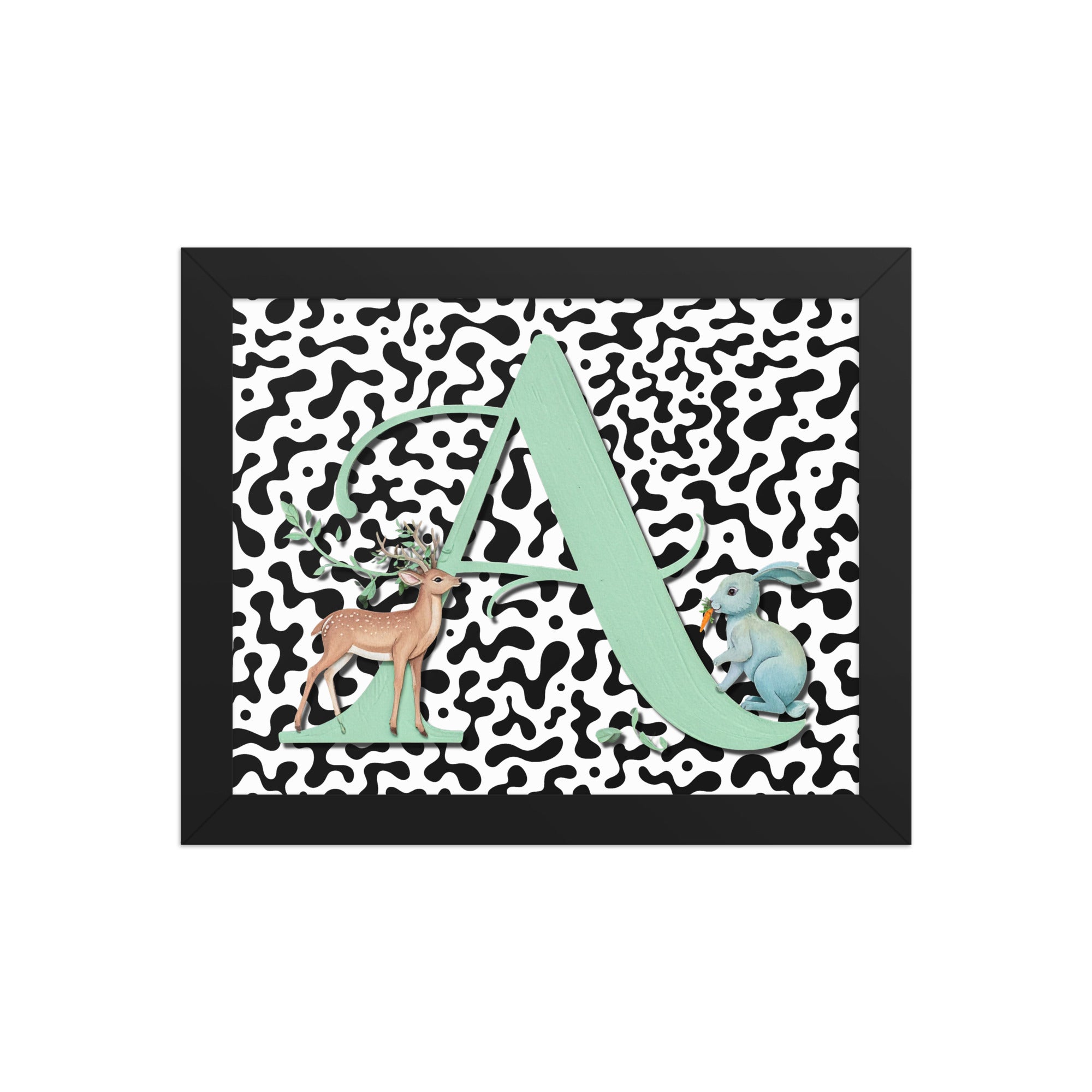Initial 'A' Animal Print | High Contrast Nursery Decor (Digital Download)