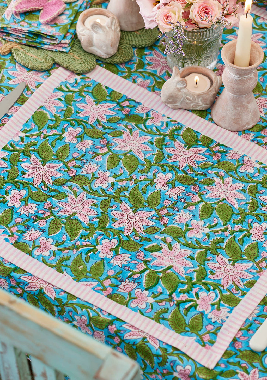 Block Print Placemat - Lily (Single piece)