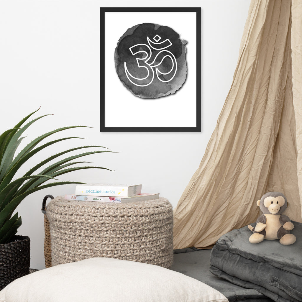 Beautiful Aum wall print , with aum written in white on black background