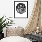 Beautiful Aum wall print , with aum written in white on black background
