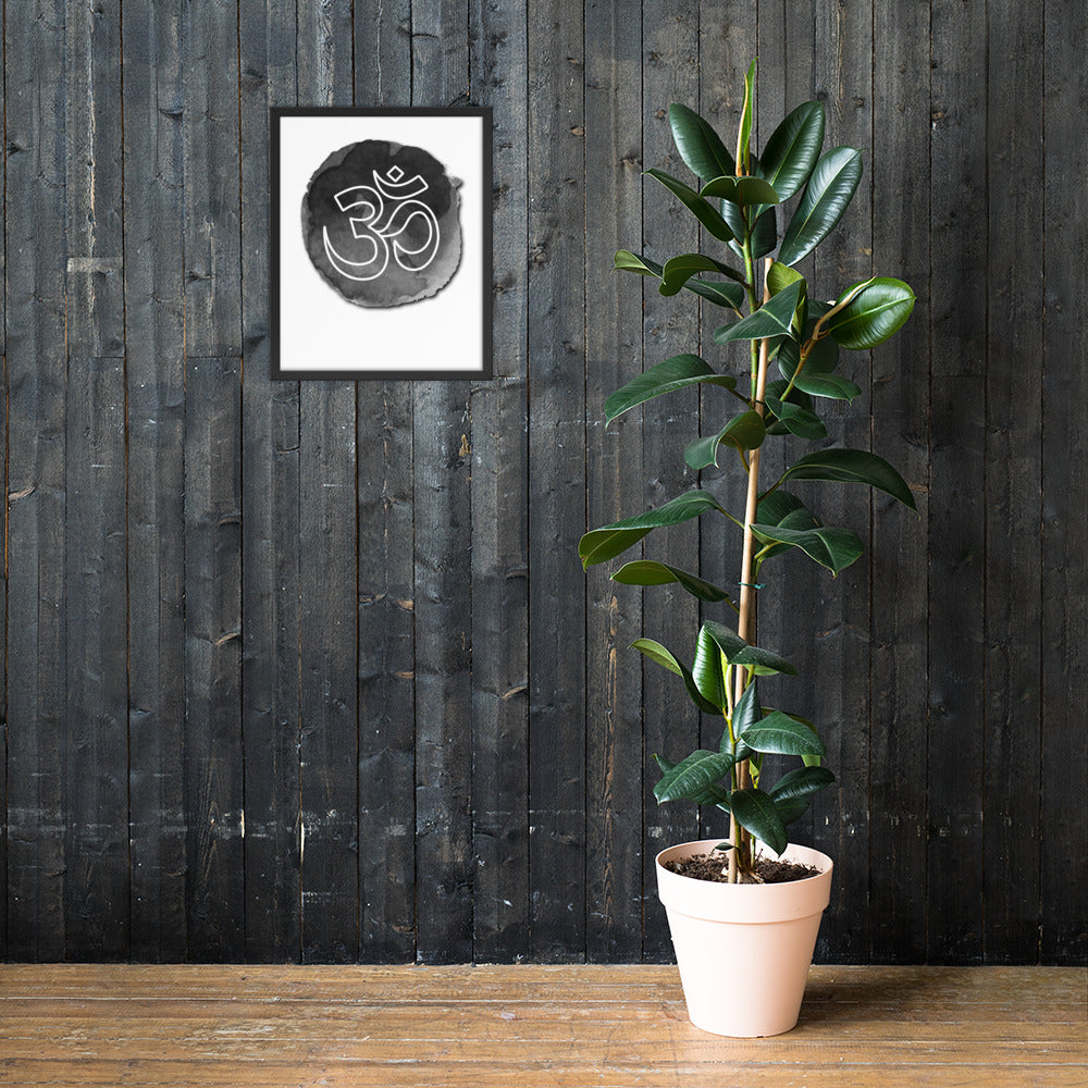 Beautiful Aum wall print , with aum written in white on black background