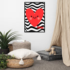 Red Smiley Heart Print | High contrast Kids Nursery Decor (Digital Download)