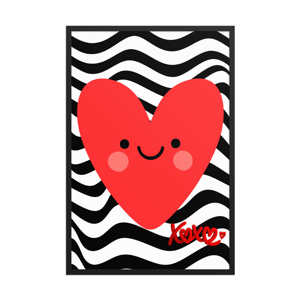 Red Smiley Heart Print | High contrast Kids Nursery Decor (Digital Download)