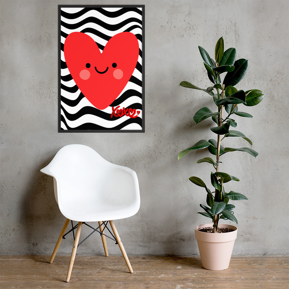 Red Smiley Heart Print | High contrast Kids Nursery Decor (Digital Download)