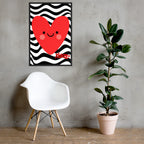 Red Smiley Heart Print | High contrast Kids Nursery Decor (Digital Download)