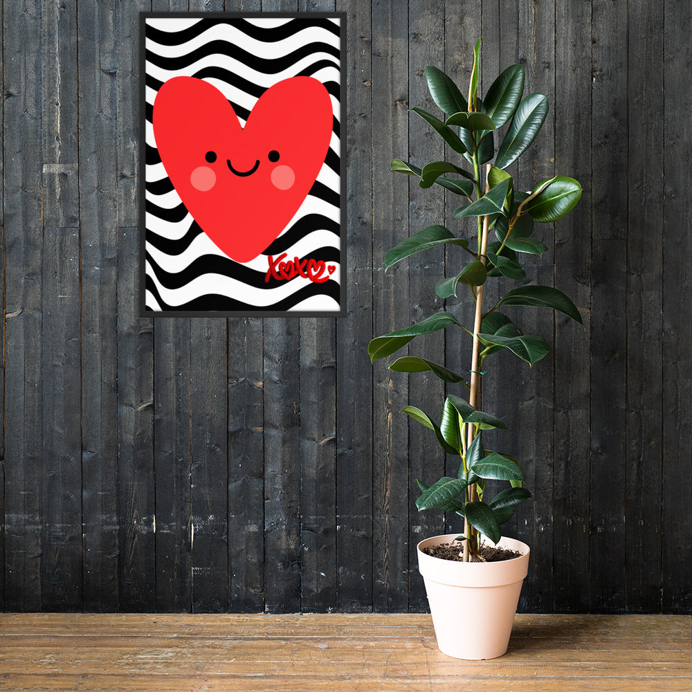 Red Smiley Heart Print | High contrast Kids Nursery Decor (Digital Download)