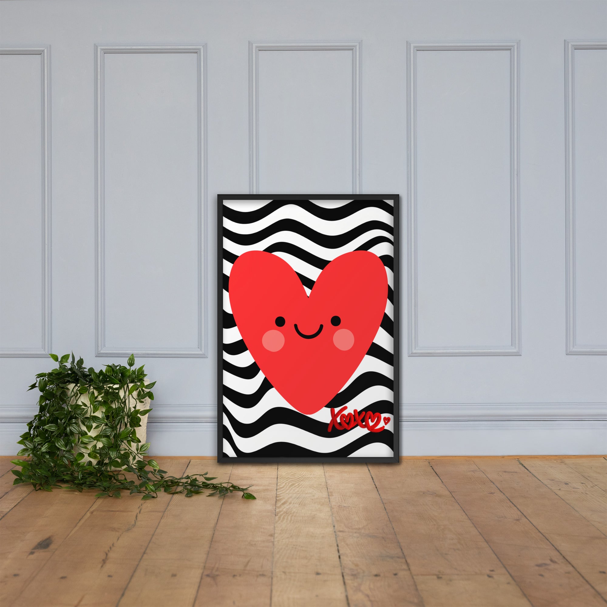 Red Smiley Heart Print | High contrast Kids Nursery Decor (Digital Download)