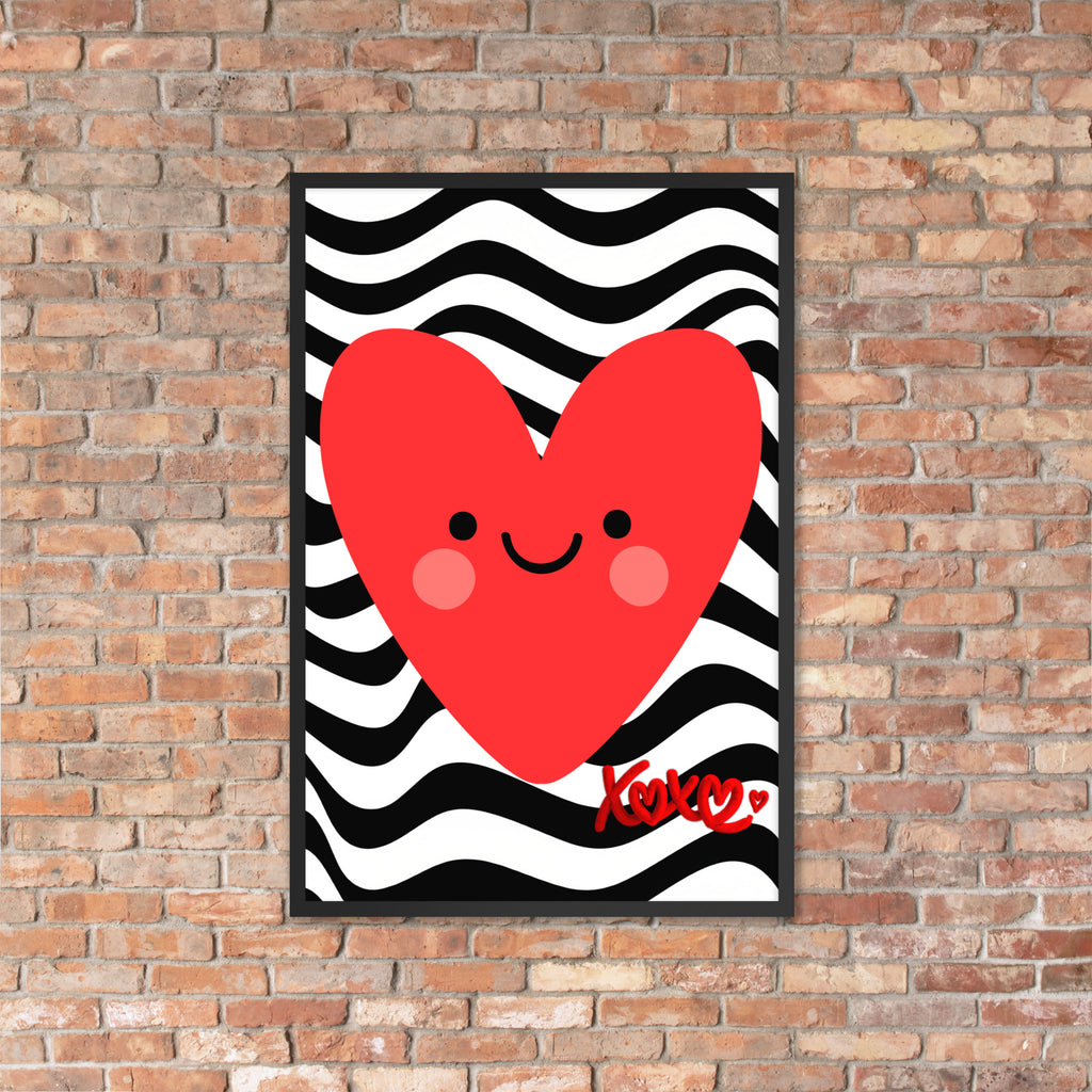Red Smiley Heart Print | High contrast Kids Nursery Decor (Digital Download)