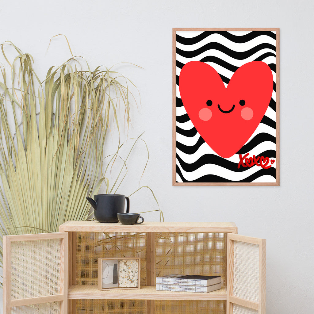 Red Smiley Heart Print | High contrast Kids Nursery Decor (Digital Download)