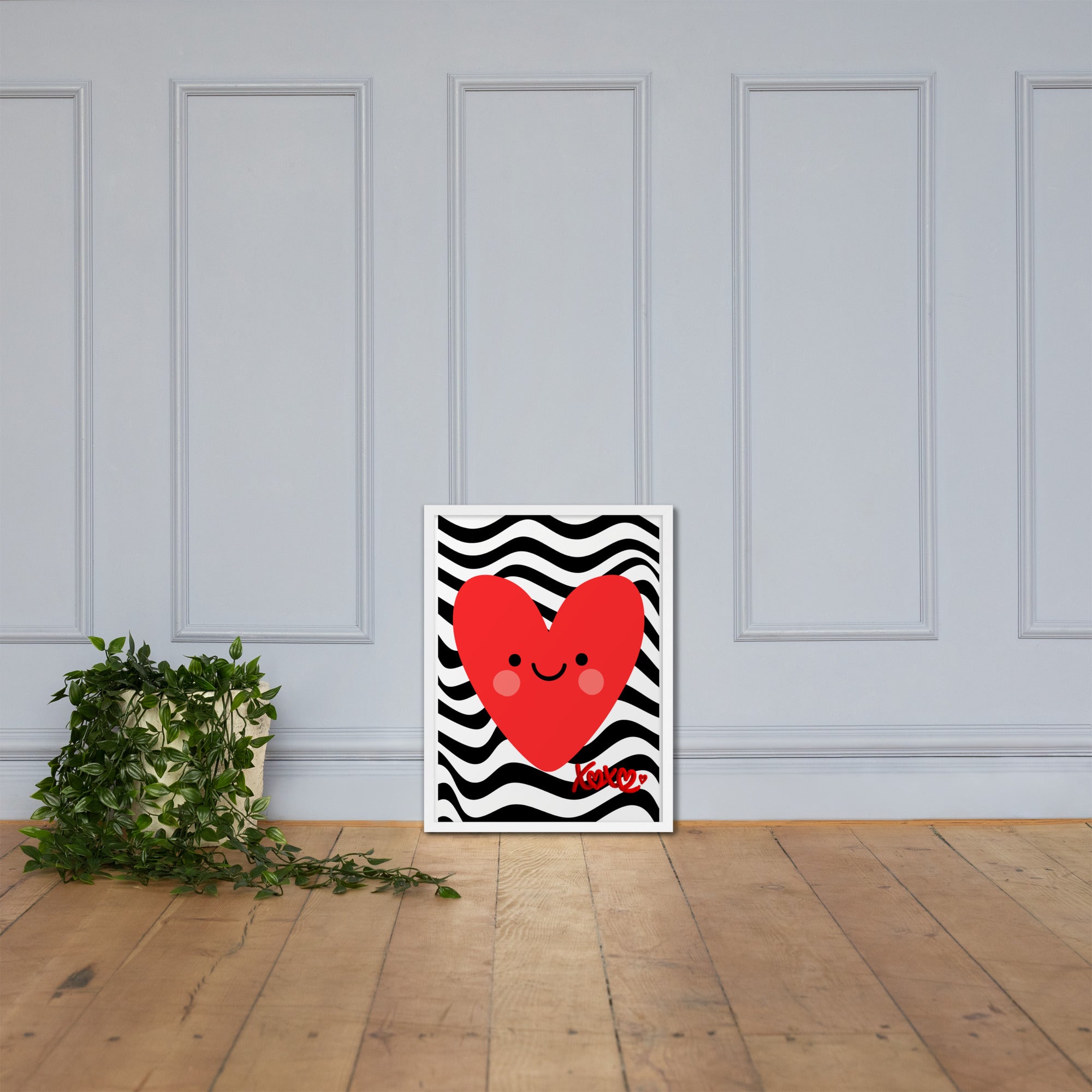 Red Smiley Heart Print | High contrast Kids Nursery Decor (Digital Download)
