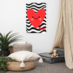Red Smiley Heart Print | High contrast Kids Nursery Decor (Digital Download)