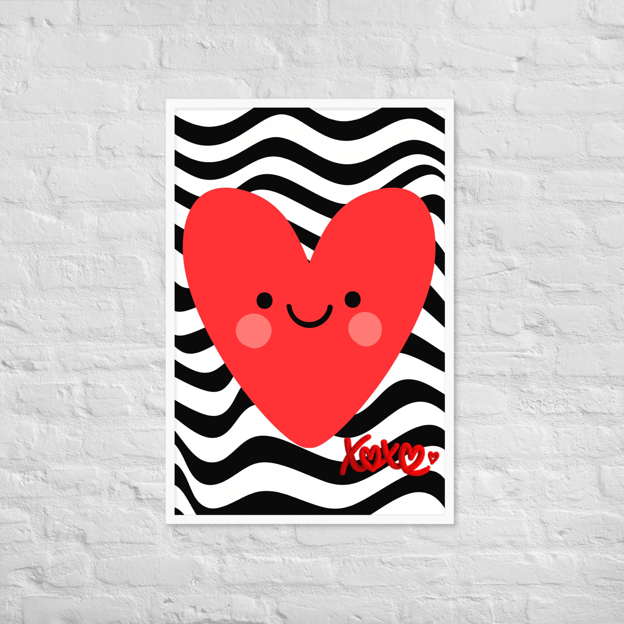 Red Smiley Heart Print | High contrast Kids Nursery Decor (Digital Download)