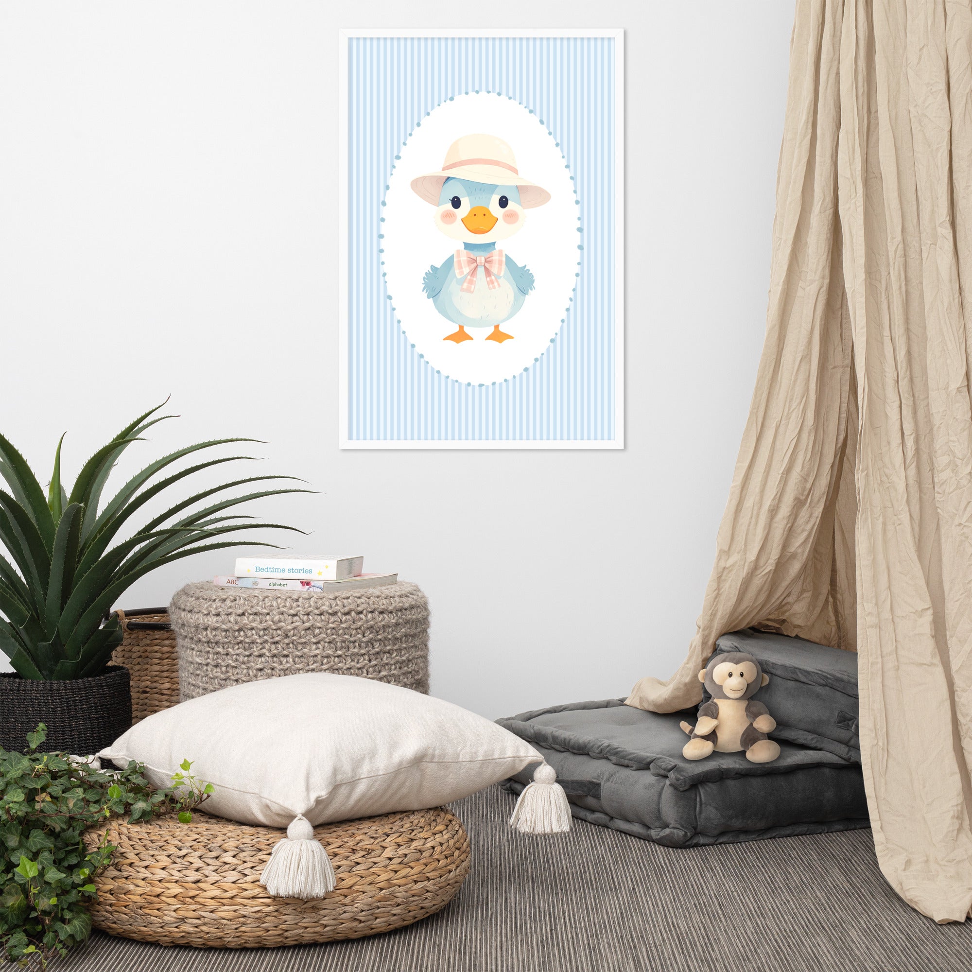 Blue striped Duck nursery art | Digital Download |Duck Nursery Decor | Toddler Room Wall Art | Playroom Decor | Baby Shower Gift | Printable Nursery Art