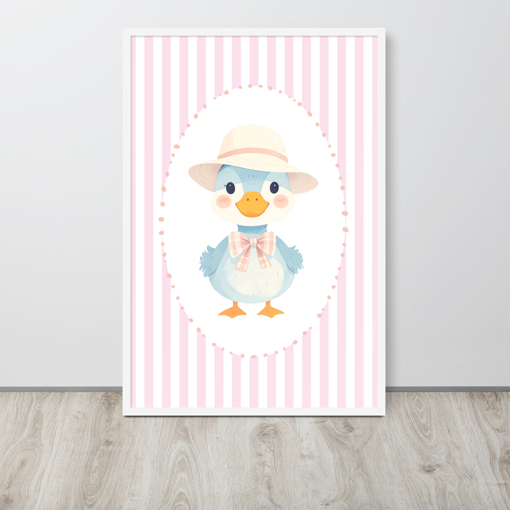 Pink Striped Duck Nursery Art | Baby Girl Wall Decor (Digital Download)