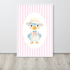 Pink Striped Duck Nursery Art | Baby Girl Wall Decor (Digital Download)