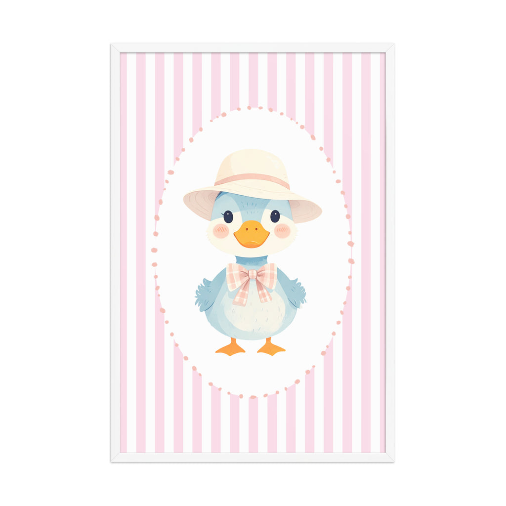 Pink Striped Duck Nursery Art | Baby Girl Wall Decor (Digital Download)