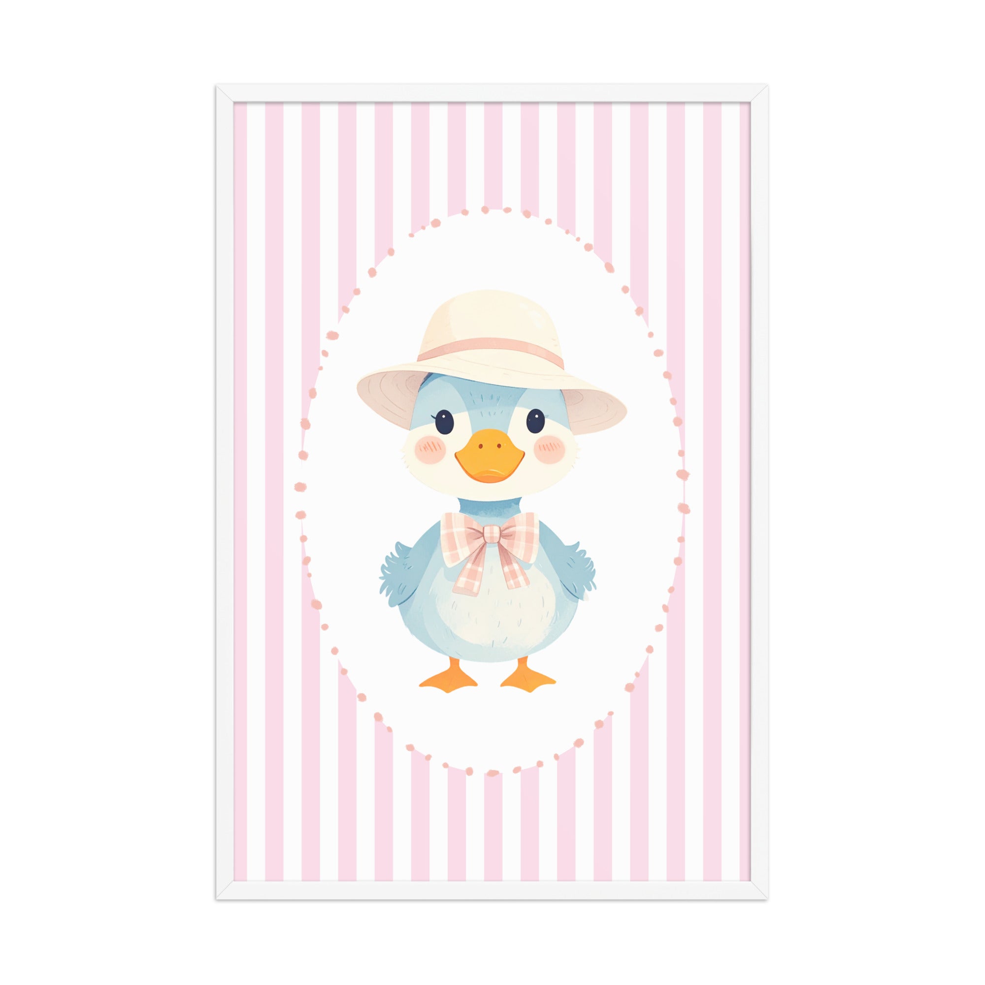 Pink Striped Duck Nursery Art | Baby Girl Wall Decor (Digital Download)