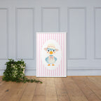 Pink Striped Duck Nursery Art | Baby Girl Wall Decor (Digital Download)