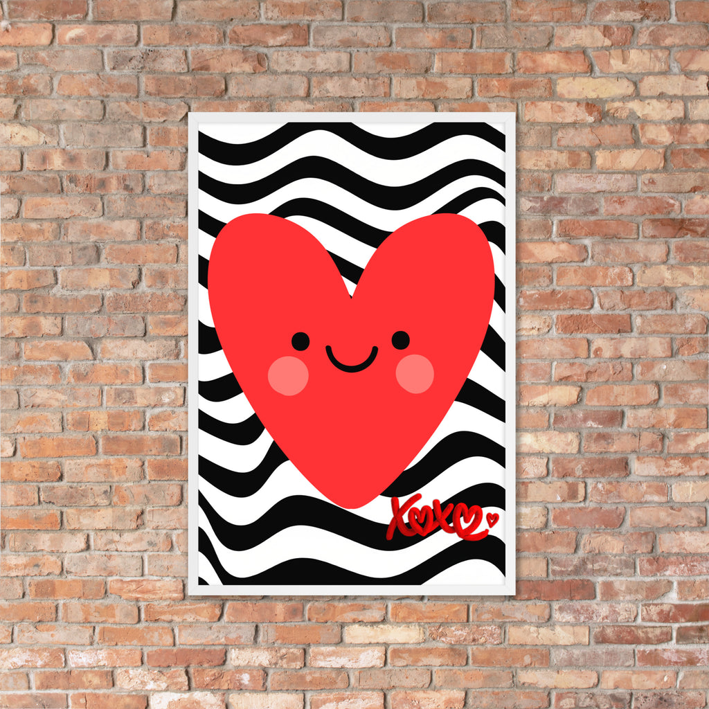 Red Smiley Heart Print | High contrast Kids Nursery Decor (Digital Download)
