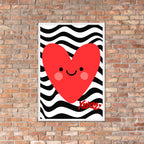 Red Smiley Heart Print | High contrast Kids Nursery Decor (Digital Download)