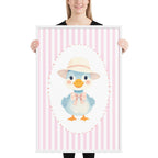 Pink Striped Duck Nursery Art | Baby Girl Wall Decor (Digital Download)