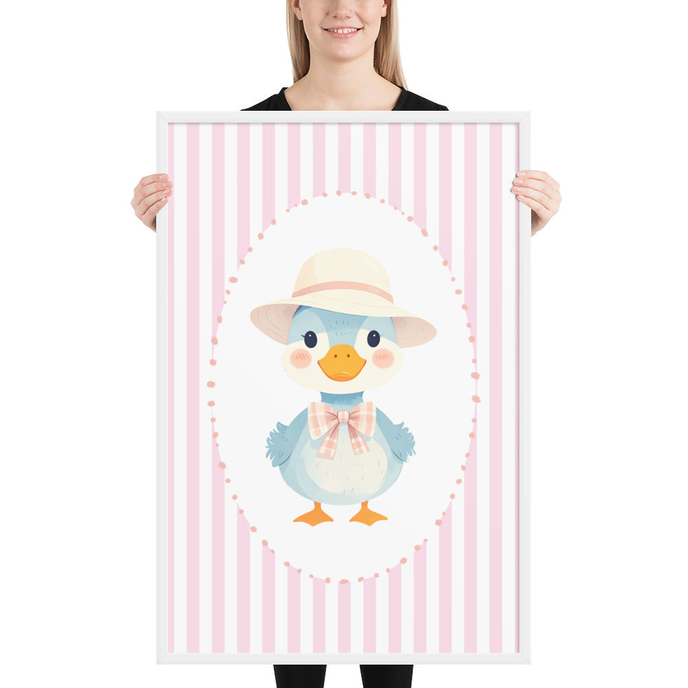 Pink Striped Duck Nursery Art | Baby Girl Wall Decor (Digital Download)